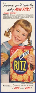 Vintage 1953 RITZ Crackers Nabisco Snack Food Ephemera 1950's Print Ad - Picture 1 of 1