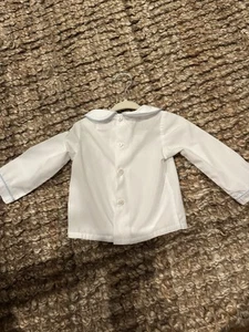 Cecil And Lou Boys Peter Pan Collar Shirt White And Blue 12M - Picture 1 of 5