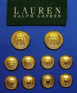 LAUREN RALPH LAUREN Replacement buttons 10 Gold Tone 2-part Good Used Cond. - Picture 1 of 9