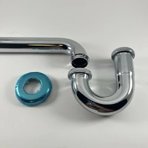 1-1/4" Chrome Metal P-Trap Pipe Kit Bathroom Sink Drain Assembly Open Box - Picture 1 of 6