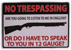 Rivers Edge Products No Trespassing 12 Gauge Tin Sign 16" - 1497 - Picture 1 of 1