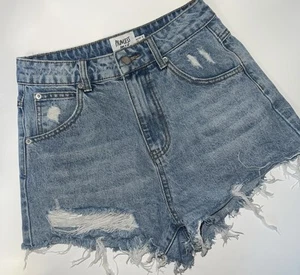Pantalones Cortos de Jean Princess Polly Corte Para Mujer 8 Azul Denim Algodón Cintura Alta Dobladillo Crudo - Imagen 1 de 7