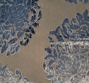 OSBORNE & LITTLE  Soubise Velvet floral blue grey new remnant - Picture 1 of 1
