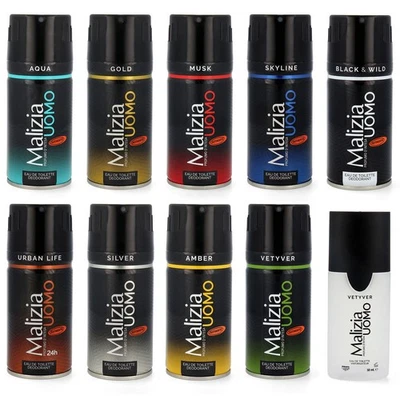 MALIZIA UOMO alle Sorten 9x 150 ml deodorant + Zusatzartikel Vetyver - Bild 1 von 4