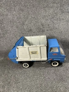 Vintage 1967 Tonka Sanitary Service Garbage Truck Blue & White Pressed Steel - Picture 1 of 16