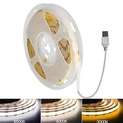 USB 5V COB LED Stripe Streifen Bandleiste Lichterkette Selbstklebend Flexibel - Bild 1 von 4