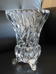 Vintage kleine Vase Kristallschliff 3 Fuß 14 cm hoch 509 g - Bild 1 von 7