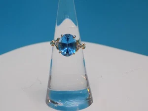 14k blue topaz diamond ring  - Picture 1 of 12