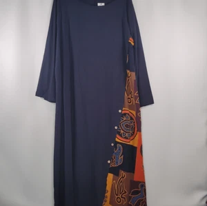 Zanzea Navy Blue with Contrasting Colors Maxi Dress - Picture 1 of 13