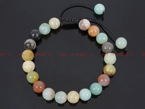 VALENTINO Originale Bracciale Perline Gemme Rotonde Amazzonite Multicolore Naturale 6 8 10 12mm 7 5"