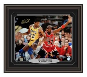 Magic Johnson Signed & Custom Framed Lakers 16x20 PSA/DNA COA Jordan Autograph - Picture 1 of 3