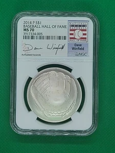2014 P S$1 Baseball Hall Of Fame MS 70 Dave Winfield NGC graded - Picture 1 of 9