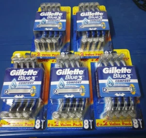 5xpcs Gillette Blue3 Comfort Disposable Razors 6 plus 2 Free Gillette Blue Razor - Picture 1 of 2