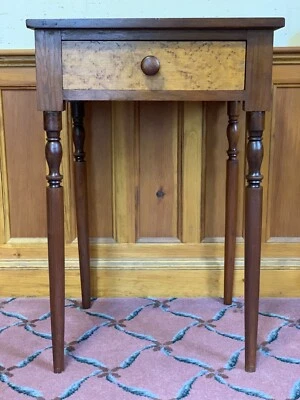 Sheraton Single Drawer End Table Nightstand Birds Eye Maple Drawer - Image 1 of 4