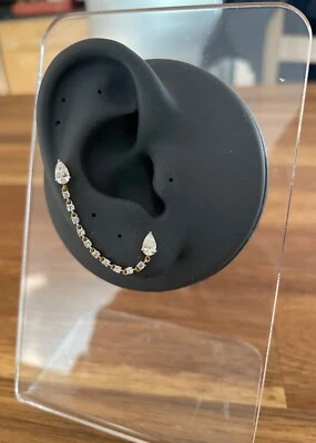 18K Yellow Gold Double Piercing Pear Diamond Loop Earring Anita Ko - Image 1 of 4