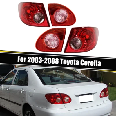Conjunto de luces traseras de lente roja transparente izquierda + derecha para Toyota Corolla 2003-08 Foto 1 de 4