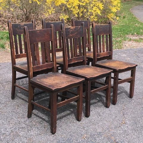 6 Mission Oak Dinning Chairs attr Michigan Chair Co stickley limbert era Cover