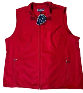 Karen Scott Vest Jacket Women's Size 2X Red Sleeveless Full Zip Pockets - Picture 1 of 10