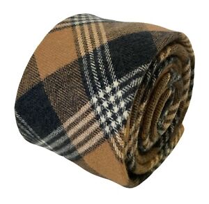 Frederick Thomas Designer brown & black prince of wales check mens wool tie