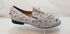 Ferucci Silver Spikes Loafers With Crystal GZ Rhinestones Men's  US 9 M /EUR 42