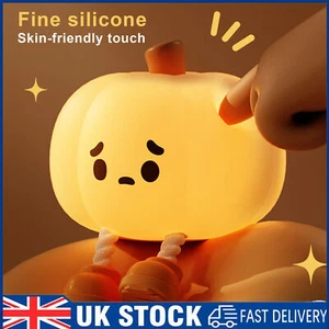 Pumpkin Night Light Cute Silicone Lamp Halloween Portable with Timer Touch - Picture 1 of 16