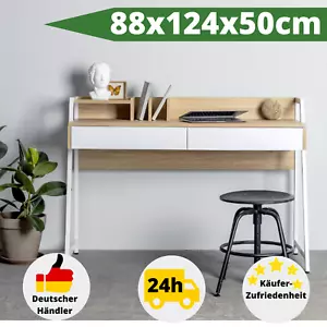 Schreibtisch Weiß mit Schubladen Computertisch Bürotisch Holz Schminktisch - Bild 1 von 10