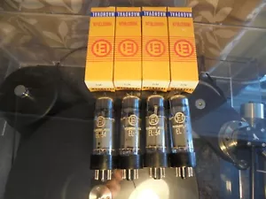EI EL34 6CA7 QUAD OF OLD STOCK TESTED STRONG VINTAGE VALVES TUBE - Imagen 1 de 7