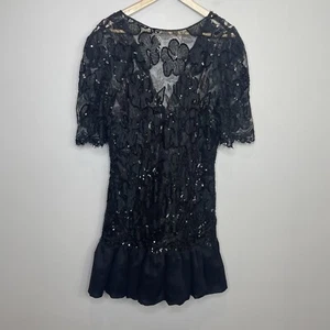 VTG 80's CD de Christian Dior Robes Du Soir Black Sequin Mini Dress Cocktail 12 - Picture 1 of 10