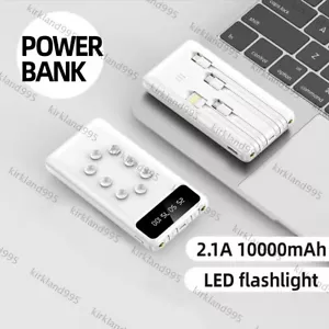 Sucker Portable Power Bank 10000mAh Fast Charger Battery Pack 4 Cable - Picture 1 of 9
