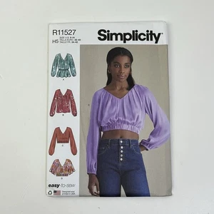 Crop Top Bluse Gr. 6-14 ungeschnitten Schnittmuster Simplicity R11527 Bischofsärmel - Bild 1 von 2