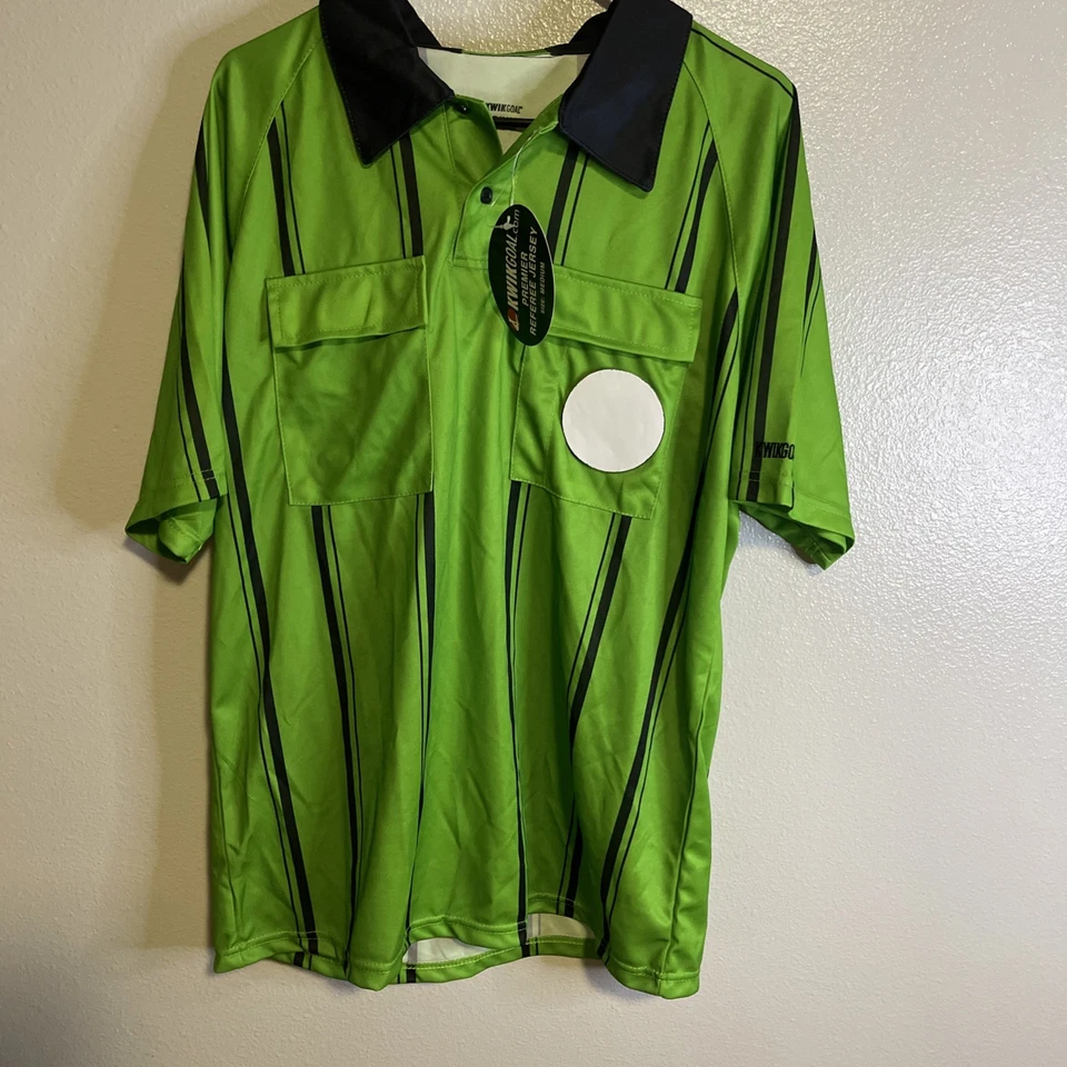 NWT Men's Kwik Goal Premier Referee Jersey Medium Green Short Sleeves Fútbol - Image 1 of 4
