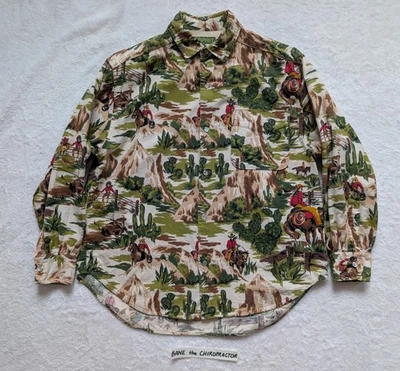 VTG ESPRIT Teens Cowboy Print Snap Button Western Shirt M - Image 1 of 4