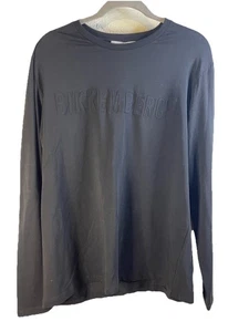 T-shirt Bikkembergs manica lunga uomo taglia large nera con logo in rilievo girocollo - Foto 1 di 8