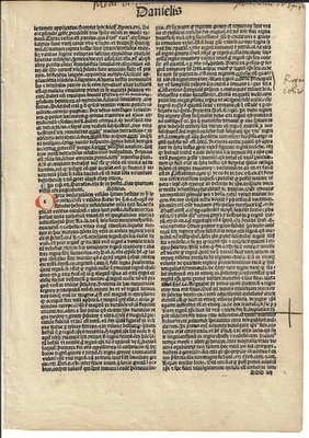 1492 LATIN BIBLE Leaf DANIEL 10-11 Printed by Johann Gruninger Strasbourg France - Image 1 of 4