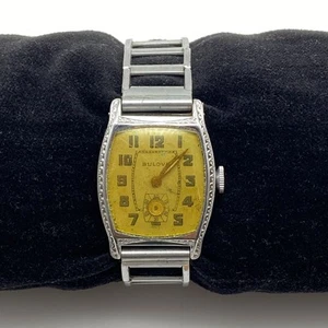 Bulova Swiss 27mm Vintage Tonnean Yellow Sub-Dial Art Deco Watch - Picture 1 of 6