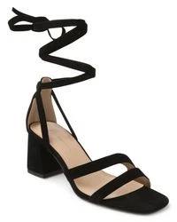 Sandalias de cuero BCBGENERATION para mujer negras OutDeena punta cuadrada tacón bloque 6 M Foto 1 de 3