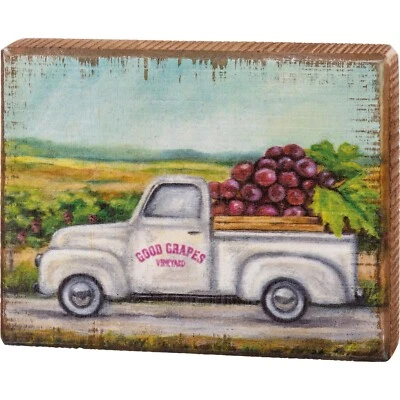 Good Grapes Vineyard Block Sign 6" x 4.75" x 1" Grapes Wine Vineyard Decor - NEW - Image 1 of 4