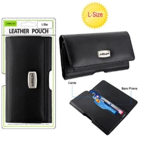 For Apple iPhone 15 (6.1") Black Horizontal Leather Pouch Case Belt Clip Holster - Picture 1 of 7
