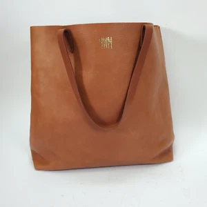 Madewell 100% Leather Transport Tote 14" x 14" Monogrammed "HWM" w/Tags - Picture 1 of 19