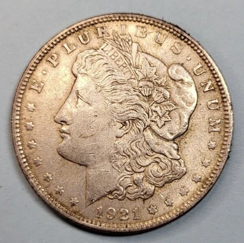 1921-P Morgan Silver Dollar Minting Error Reverse Cud Die Gouge Obverse Cover
