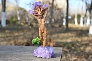 6.4" Hand carved amethyst Life Tree Resin man Natural reiki Decor heal gift 1pc - Picture 1 of 10