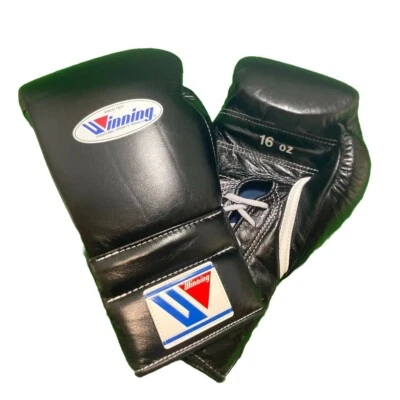 Winning Boxing Gloves 16oz 14oz 12oz Black lace up Type Boxing Gloves With Box