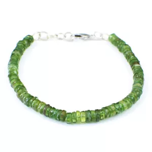 65.00 Cts Natural 7 Inches Long Green Peridot Round Beads Bracelet NK 58E40 - Picture 1 of 2
