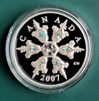 2007 CANADA coin $20 50 g. 925 silver Iridescent Crystal Snowflake in OGP - Image 1 of 4