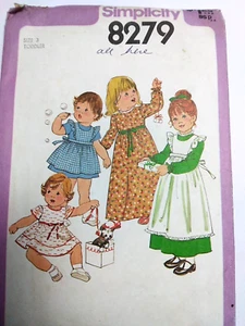 Dress Apron Prairie Modest Girls 3 3T Simplicity 8279 Sewing Pattern Cottagecore - Picture 1 of 8