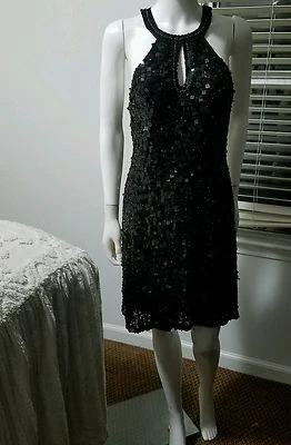 Vestido para mujer Sue Wong negro lentejuelas cuentas graduación talla 8 ocasión especial cóctel  Foto 1 de 4