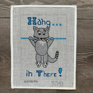 Hang in There Cat Needlepoint Canvas, Single Sheet - Picture 1 of 9