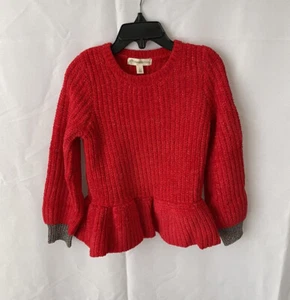 Tucker + Tate Girls Sweater Tunic with Sparkle Sleeve Cuff Red Pepper Size 4 NEW - Picture 1 of 4
