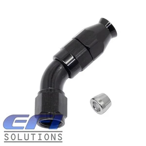 45 Degree Full Flow Teflon PTFE Hose Fitting 200 Series AN6 (Black) 572-06BLK - Picture 1 of 1