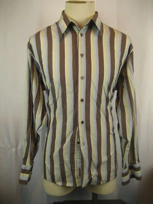 Mens Report Collection 100% Cotton LS Multicolored Striped Dress Shirt sz L/G - Image 1 of 4